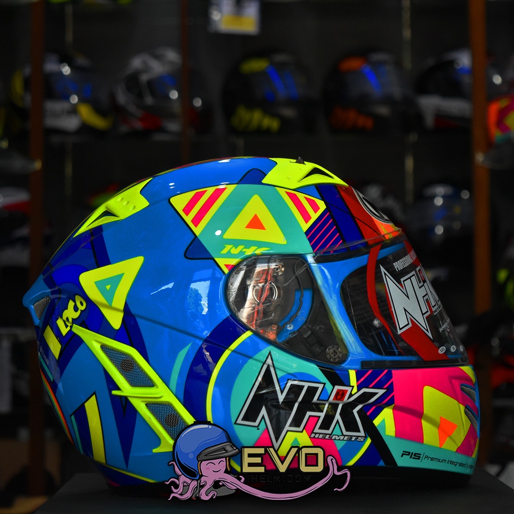 HELM NHK TERMINATOR PIGMEN BLUE FLUO ORIGINAL - HELM NHK TERMINATOR RACING NHK RACING NHK PIGMENT