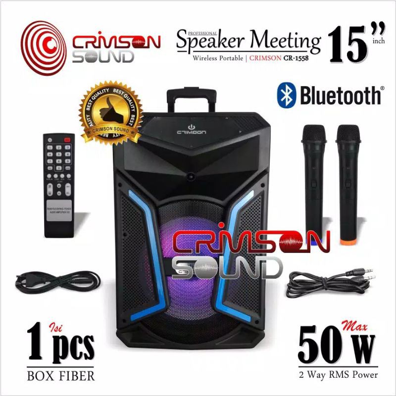 Speaker Portable Wireless Crimson CR 1558 15 Inch Bluetooth