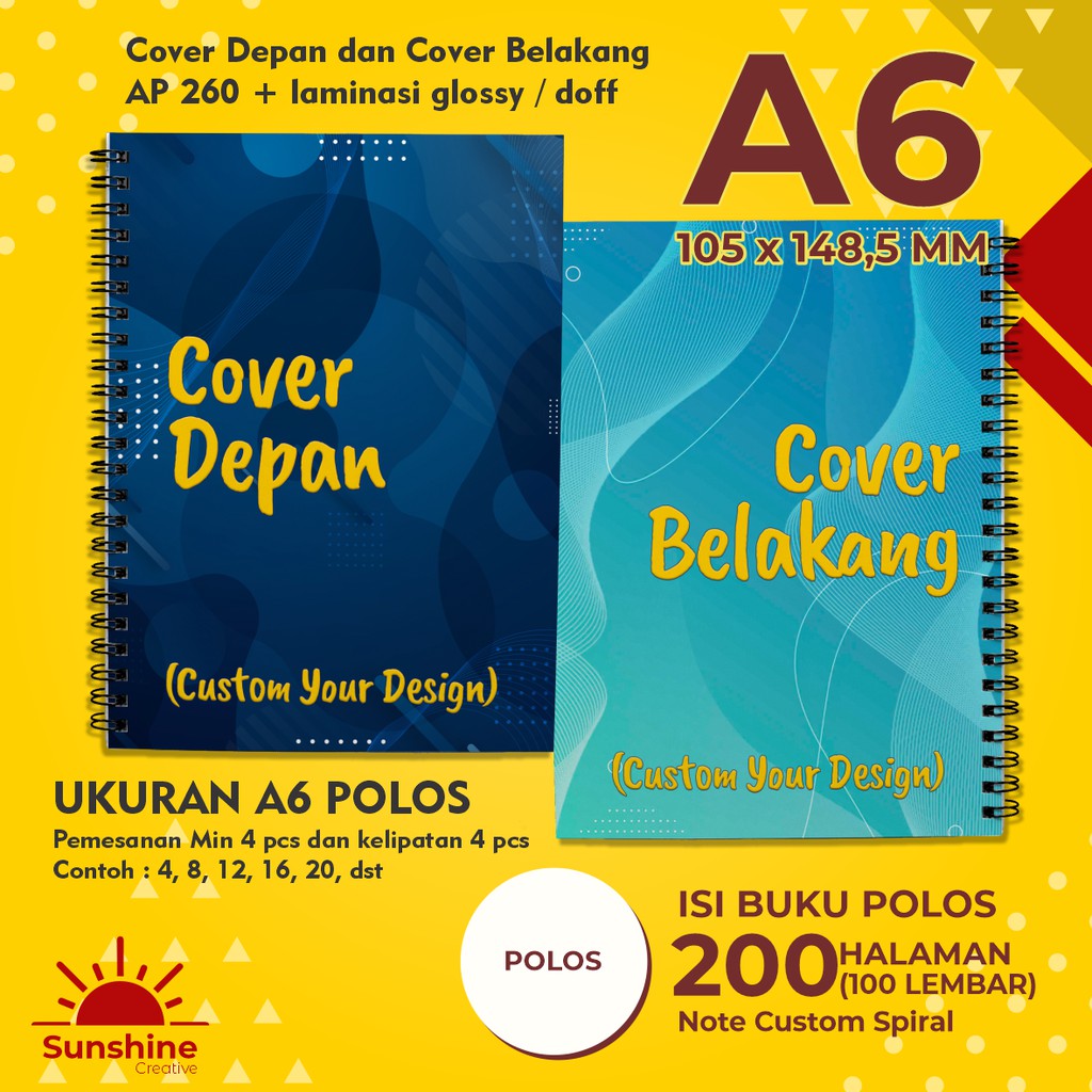 

Notes A6 Spiral ISI POLOS - 200 Halaman (100lembar) HVS / Buku Catatan / Blocknote Custom