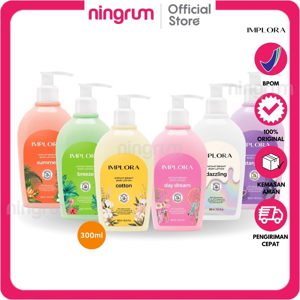 Ningrum - Implora Instant Bright Body Lotion 100% Original Dengan Kandungan Niacinamide Glutathione Vitamin C instant bright formula dan perlindungan UV | Stargaze | Cotton | Day Dream | Brezee | Summer | Dazzling - 5119