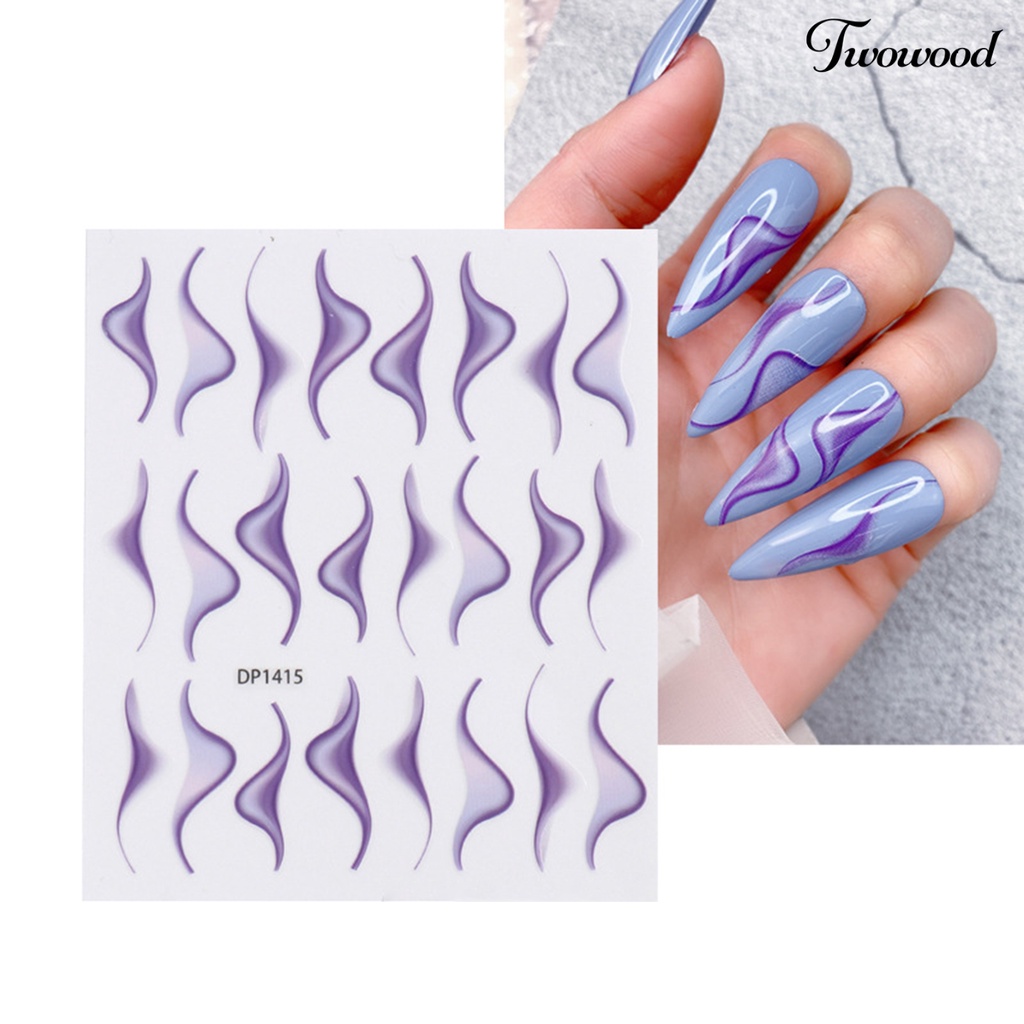 Twowood Stiker Kuku Motif Ukiran Pita 3D Tahan Lama Untuk Manicure / Nail Art DIY