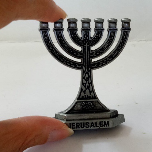 Pajangan Meja Hiasan Menorah Kaki Dian Israel Kecil Profetik Hanukkah Souvenir Yerusalem Mesianik