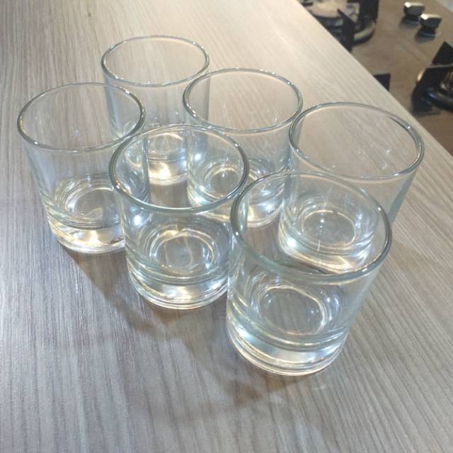 Gelas Sloki LU set isi 6 pcs / Gelas Lilin / Gelas Souvenir / Gelas Arak