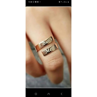 Cincin ukir nama spiral titanium