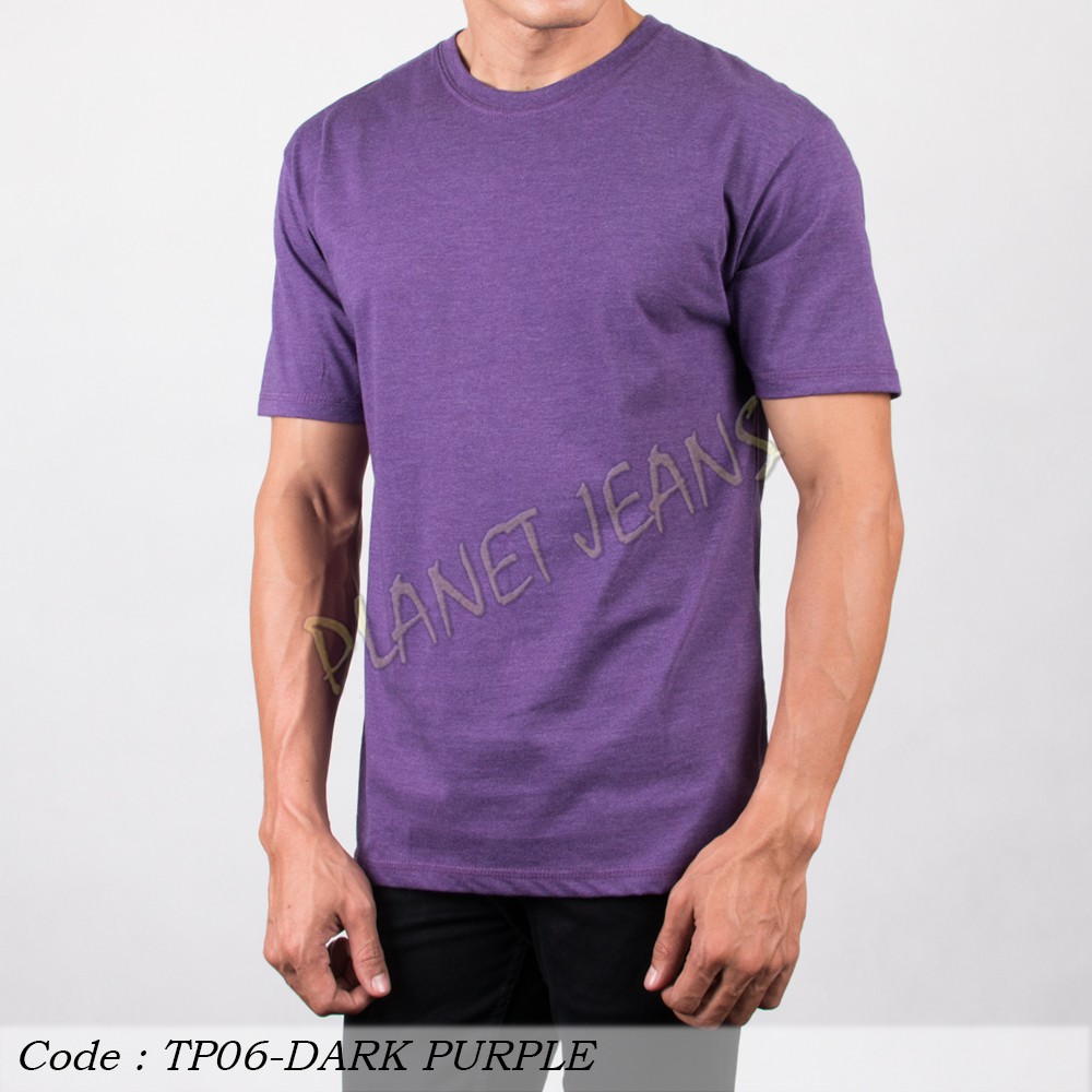 Baju kaus polos cowok / polosan oneck pria seri warna misty ungu tua
