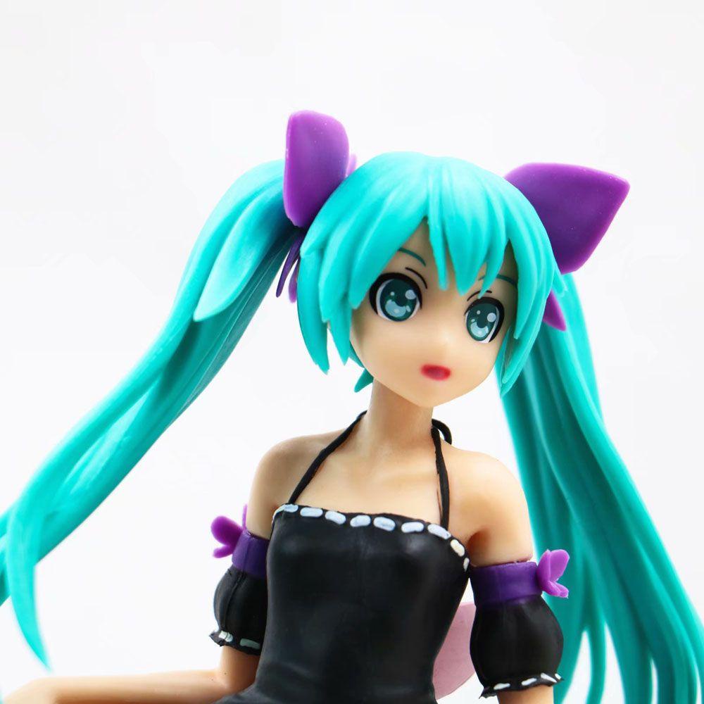 Lanfy Miku Hatsune Action Figure Anime Miku Hatsune Collection Model Baju Hitam Miniatur