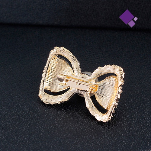 Bros Pin Bentuk Ikatan Simpul Aksen Mutiara Berlian Imitasi Untuk Wanita