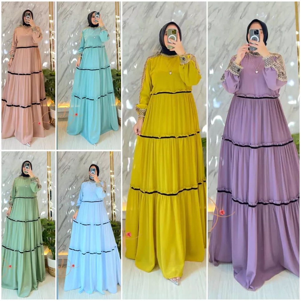 Shanum dress / gamis maxy ceruti babydoll / terbaru terlaris termurah