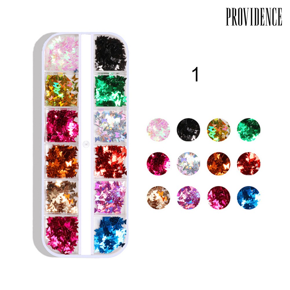 Providence 12 Colors DIY Glittering Butterfly Decals Nail Art Sequins Sticker Accessories