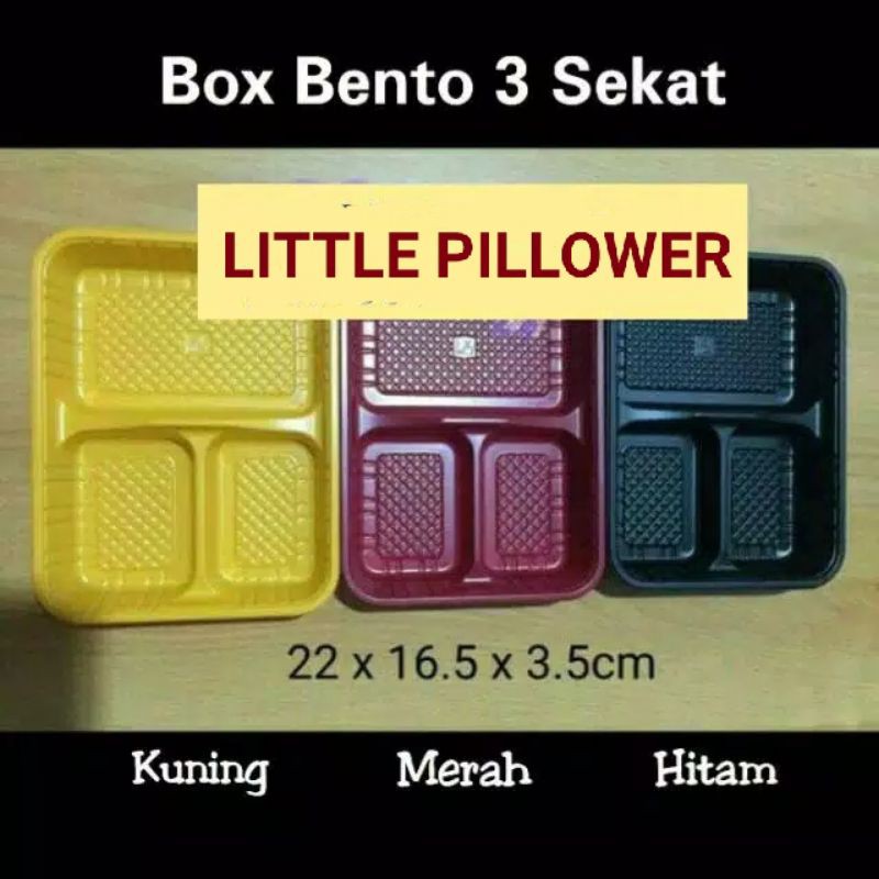 (ISI 25PCS - 3S HIT/MER/PUT/KUN) Bento Box 3 Sekat/Mika Bento/Kotak Bento/Food Container/Lunch Box