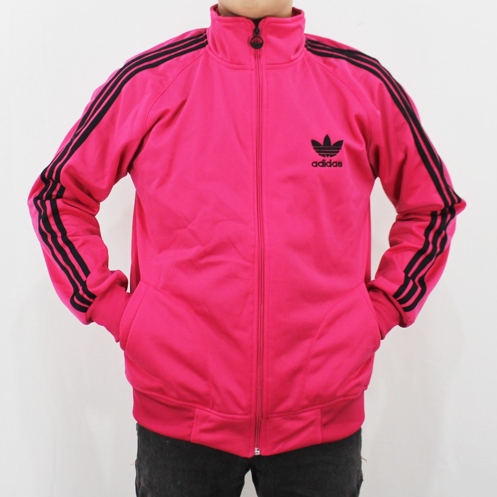 JAKET ADIDAS FIREBIRD PRIA DAN WANITA - JAKET OLAH RAGA - UNISEX - PINK LIST HITAM