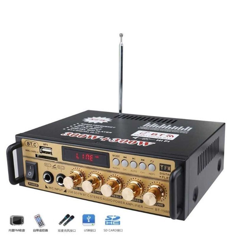 Taffware Audio Bluetooth Amplifier HiFi 300Wx2 Remote Control - BT-198E-ECHO