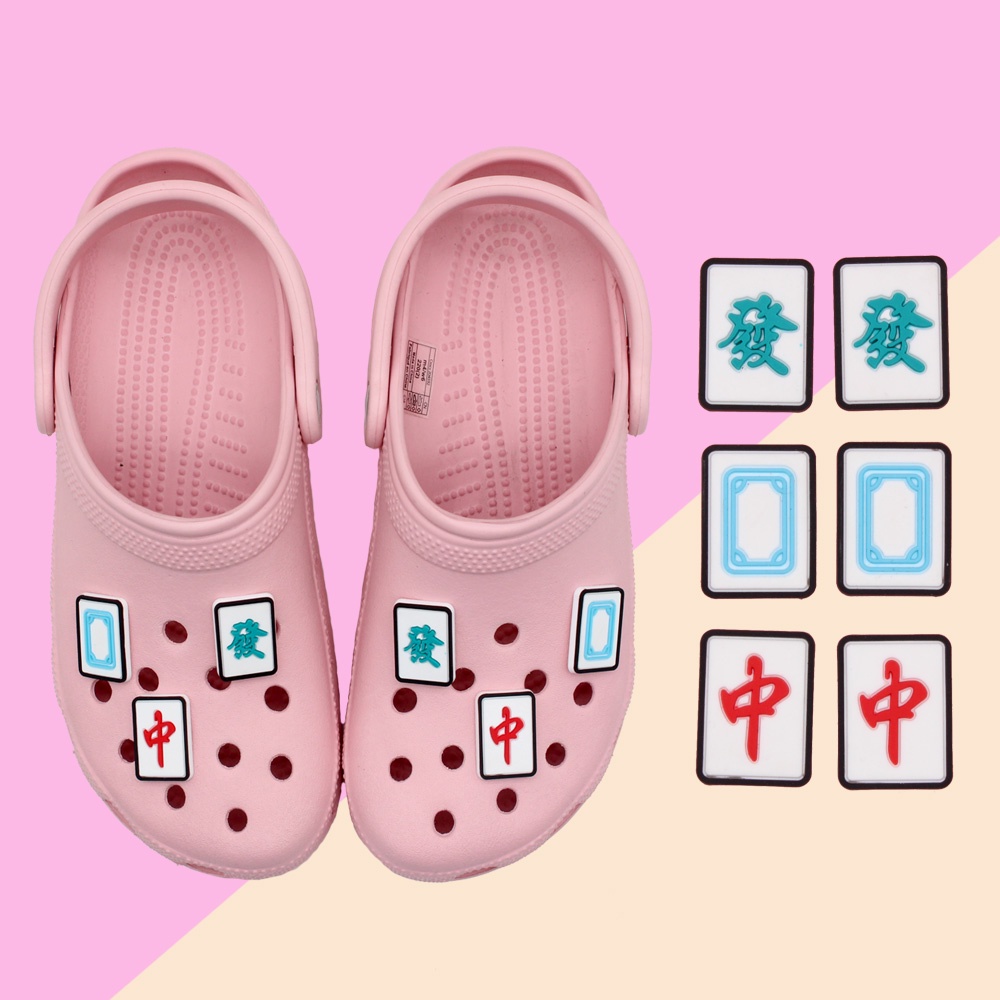 Mahjong Jibbitz Crocs wanita charms sendal PVC pin Aksesoris DIY Bahan Untuk Dekorasi Sepatu Hadiah pria