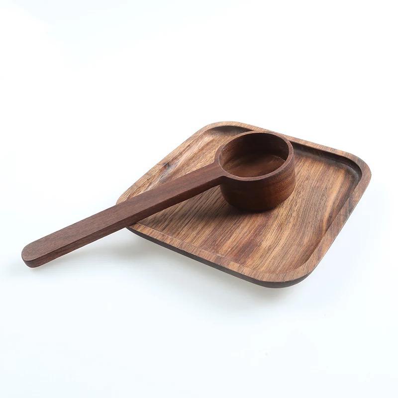 multifunction wooden coffee measuring spoon black walnut / sendok takar kayu serbaguna kopi gula bubuk susu