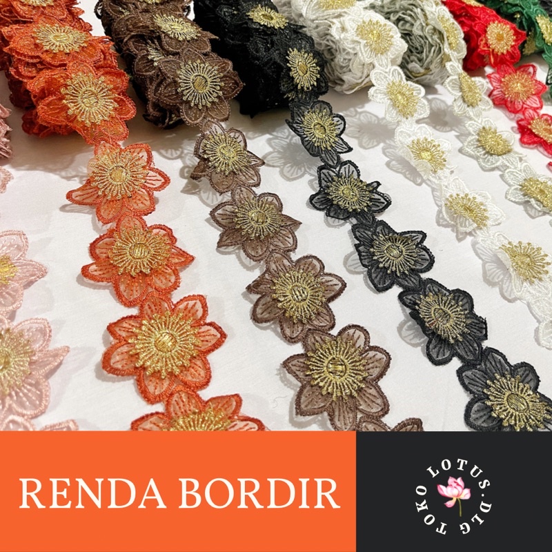 Renda bordir tumpuk per meter meteran (90cm)