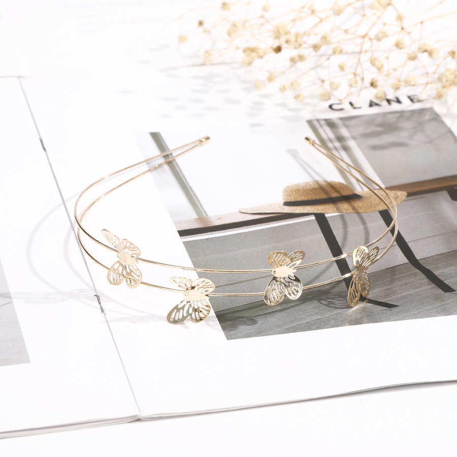 Headband Butterfly Bahan Alloy Warna Gold Silver Gaya Korea Untuk Aksesoris Rambut Wanita