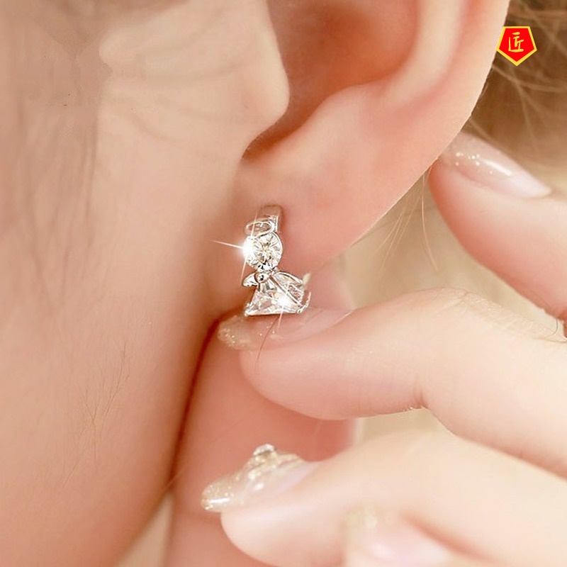 [Ready Stock]Fashion Temperament Little Angel Diamond Silver Earrings