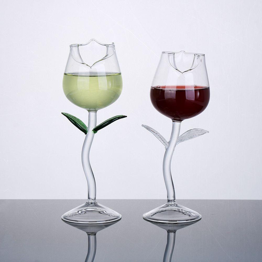 Solighter Red Wine Glass Goblet Dekorasi Rumah Kreatif Bar Perlengkapan Minum Bentuk Bunga Mawar