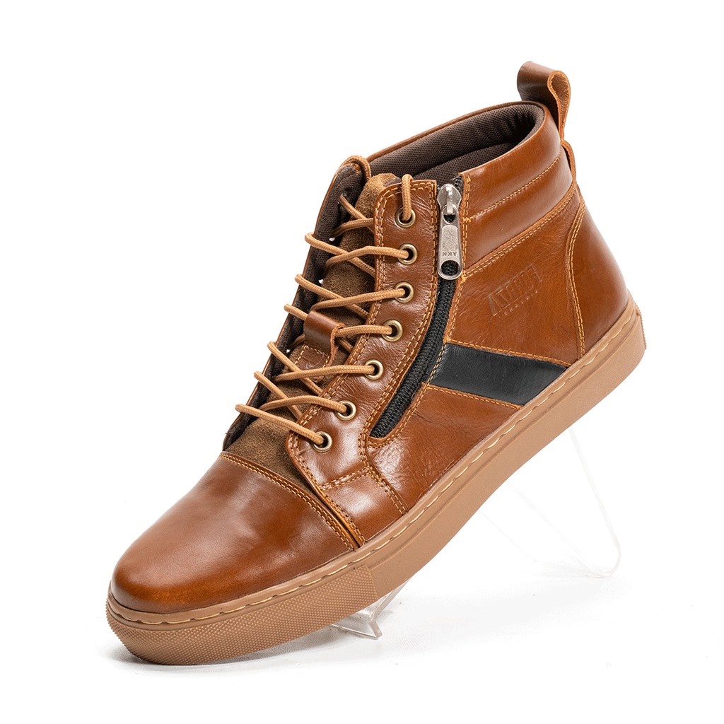 Sepatu Pria Casual Sneakers Kulit Asli Mahanta High Top Leather Q74