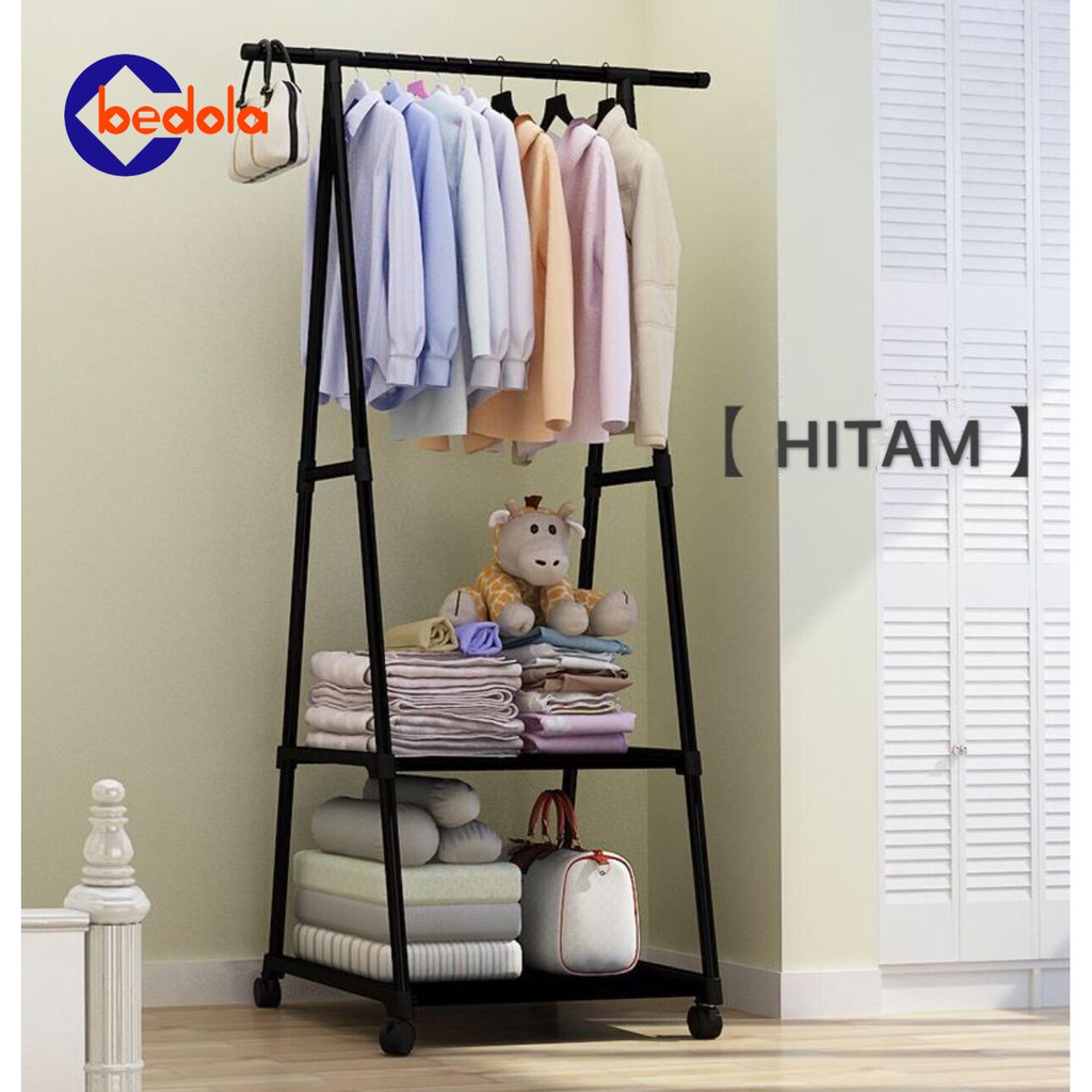 Bedola Triangle stand hanger baju rak buku rak pakain rak serbaguna dengan 4 roda