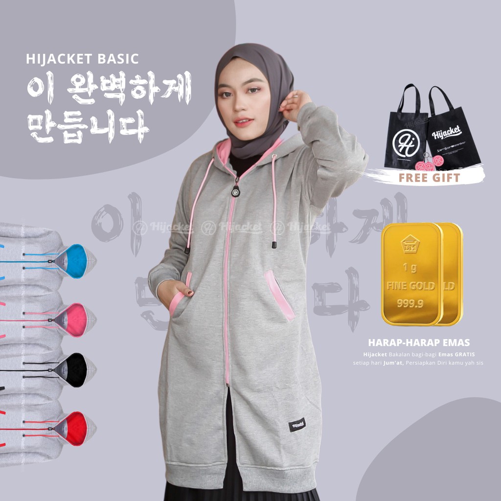 Jaket Tebal Wanita Hijab Hijacket Basic Blue Hijaket Hoodie Original Model Polos Panjang-7