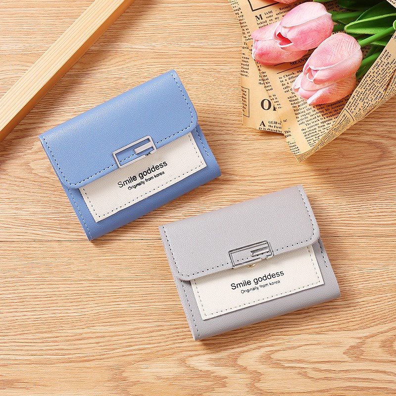 ASIN829 Dompet Wanita Baru Dompet Wanita Korea Pemegang Kartu Lipat Sederhana Dompet Wanita D665 Dompet Lipat Mini