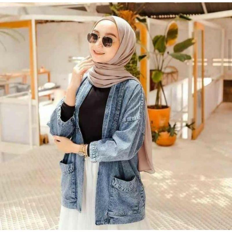 Jaket Jeans Wanita Oversize Balon