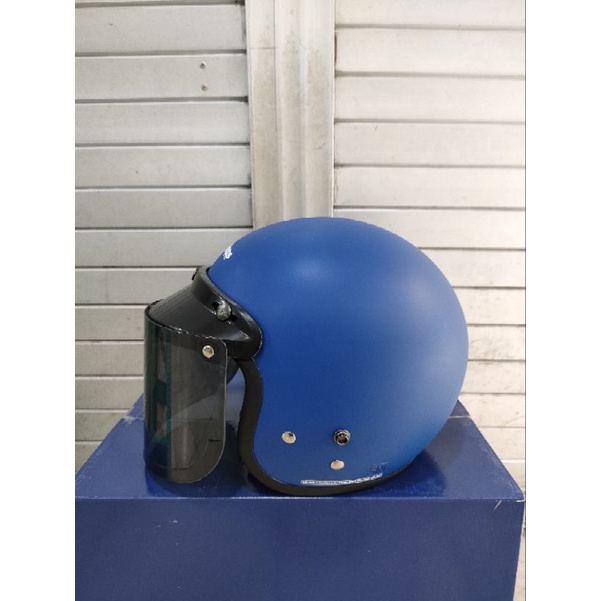 HELM JOGJA . CARGLOSS ORI BIRU DOFF + KACA FLAT