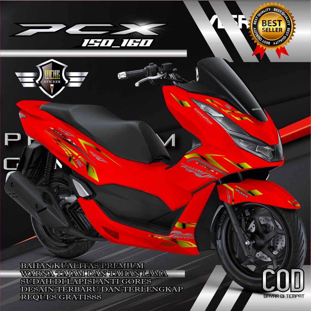 DECAL STICKER PCX 150_160 MERAH Desain GRAFIS