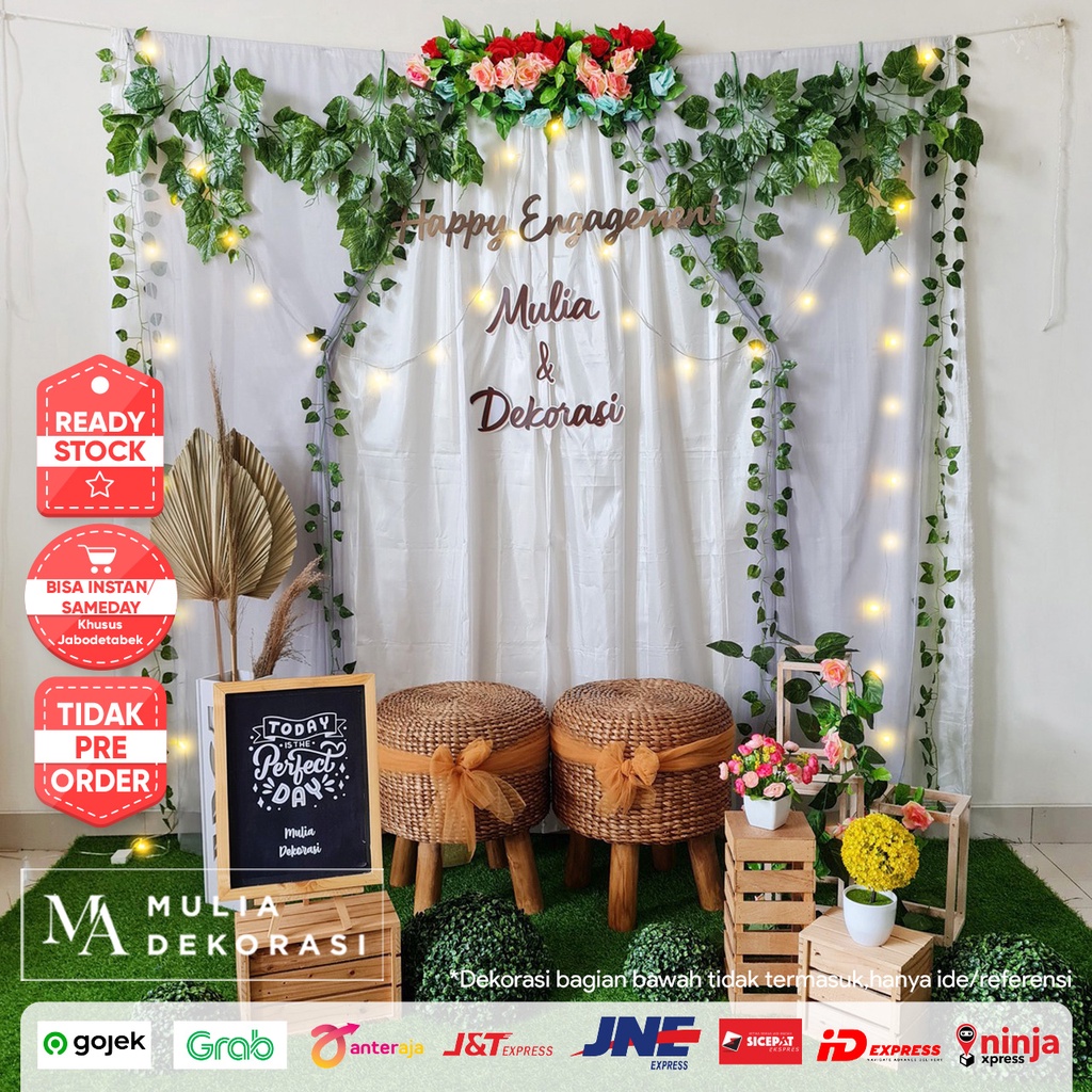 Dekorasi Lamaran Tunangan Backdrop Nikahan PhotoBooth DIY Akad Nikah Aqiqah Khitan Paket Mulia SS