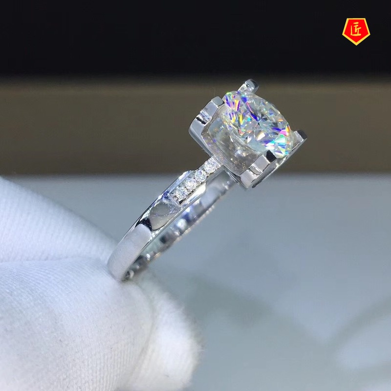 [Ready Stock]Pt950 Platinum Moissanite Open Ring Simple Elegant