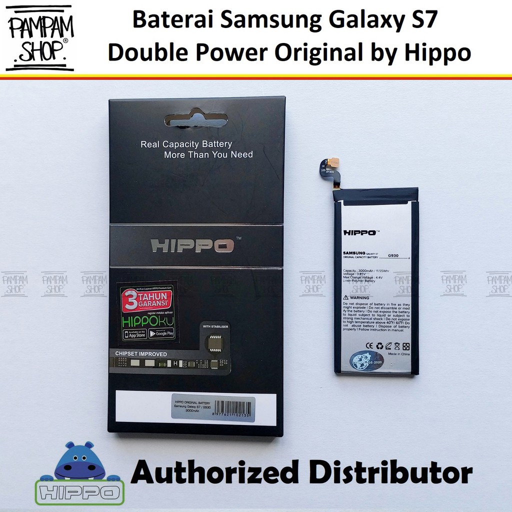 Baterai Hippo Double Power Original Samsung Galaxy S7 G930 SM-G930 Batre Batrai Battery Dual Ori