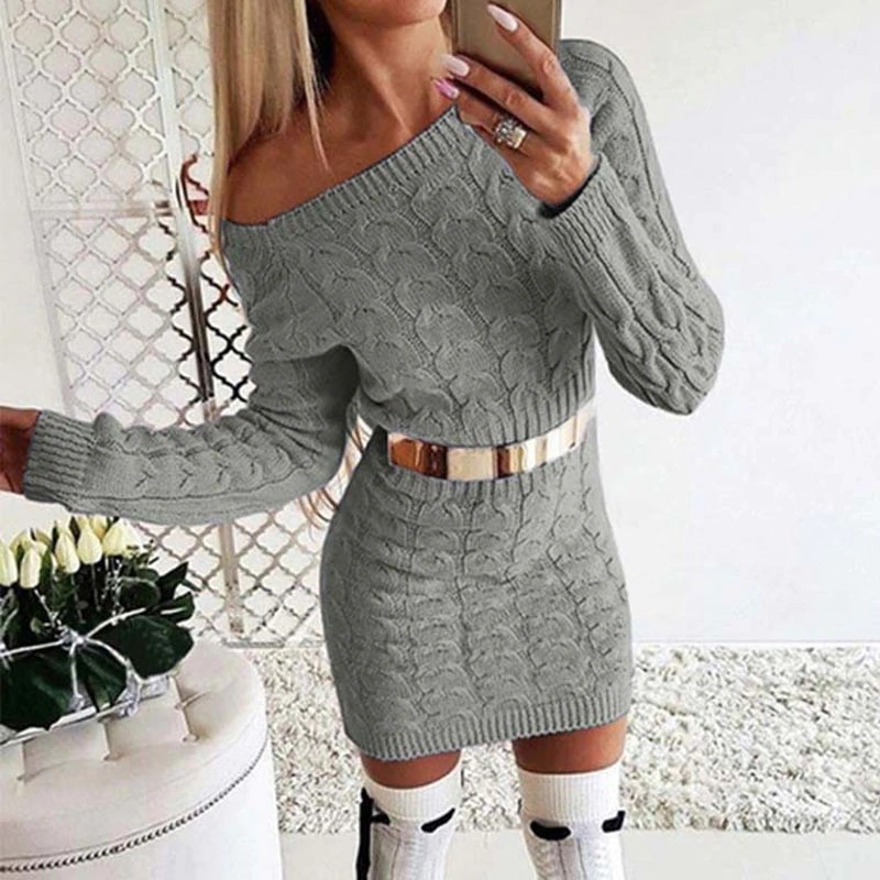 knitted long sweater dress