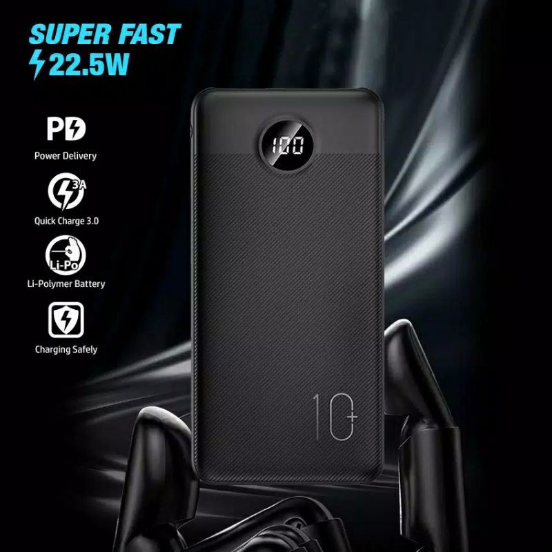 Powerbank mofit m22 Pro Quick charge 22,5W real capacity + free sarung powerbank