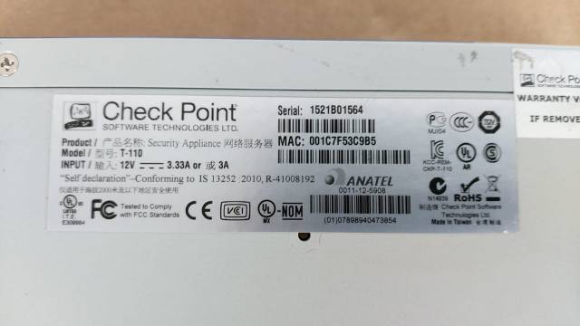 Check Point 2200 Appliance  6 Port Firewail - Model T-110 security