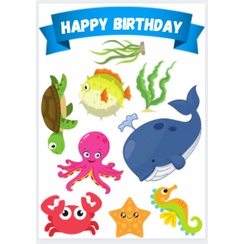 Topper Cake // Hewan Laut // Ikan Laut // Custom Nama