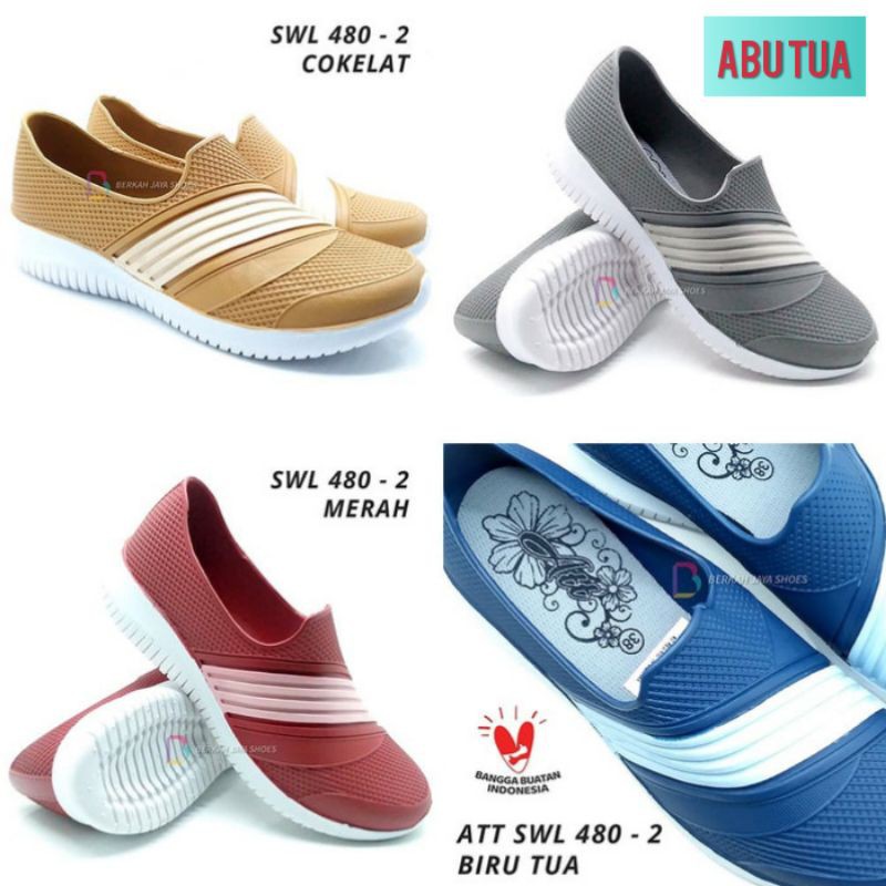 SEPATU WANITA ATT SWL 480 - sepatu slip on karet wanita