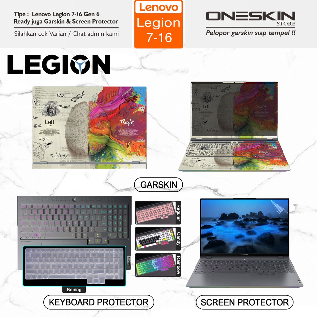 Garskin Sticker Laptop Pelindung Screen Keyboard Protector Lenovo Legion 7 7i-16 16ACHg6 16ITHg6 Gen 6 Gambar Full Body Tpu Silikon Bening Glossy Doff