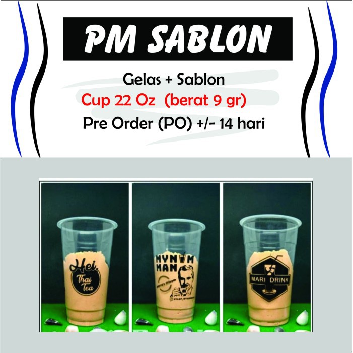 Sablon Cup Plastik 22 Oz 9gr /Cup Minuman/Gelas Minuman/Gelas Plastik