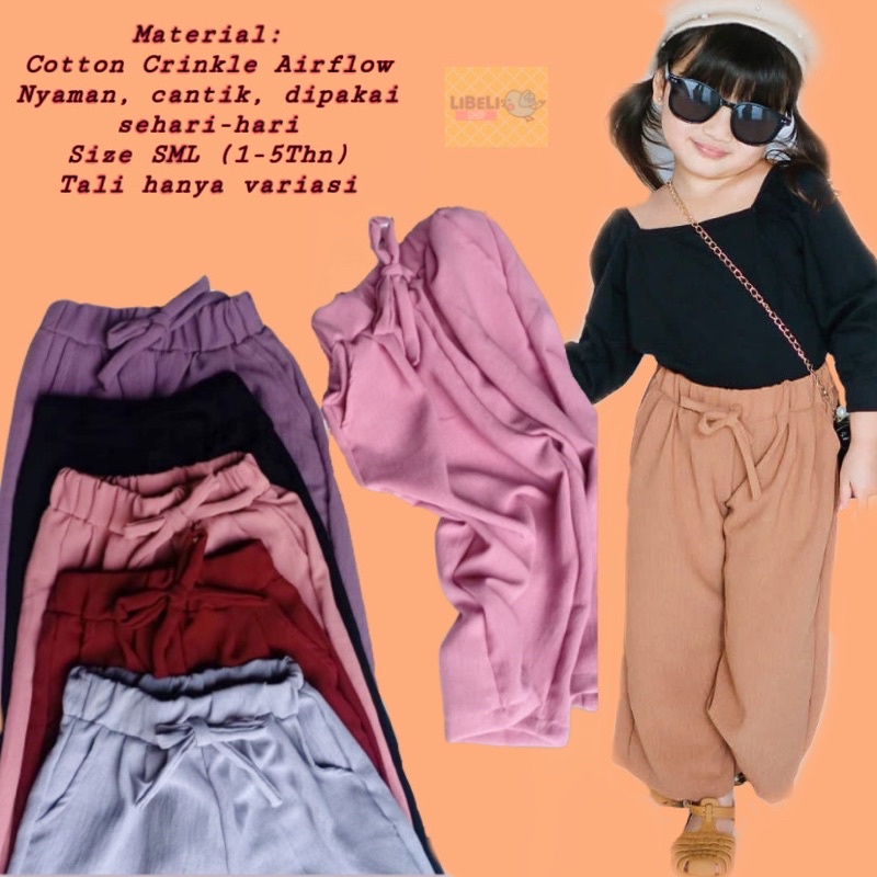 Celana Kulot Anak Size 1-5 Thn / Crinkle Pants