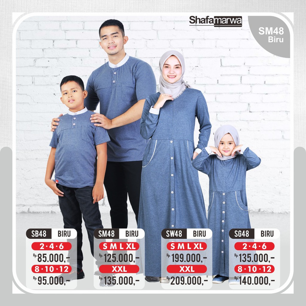 BAJU COUPLE  KELUARGA  MUSLIM KAOS  COUPLE  KELUARGA  SHAFA 