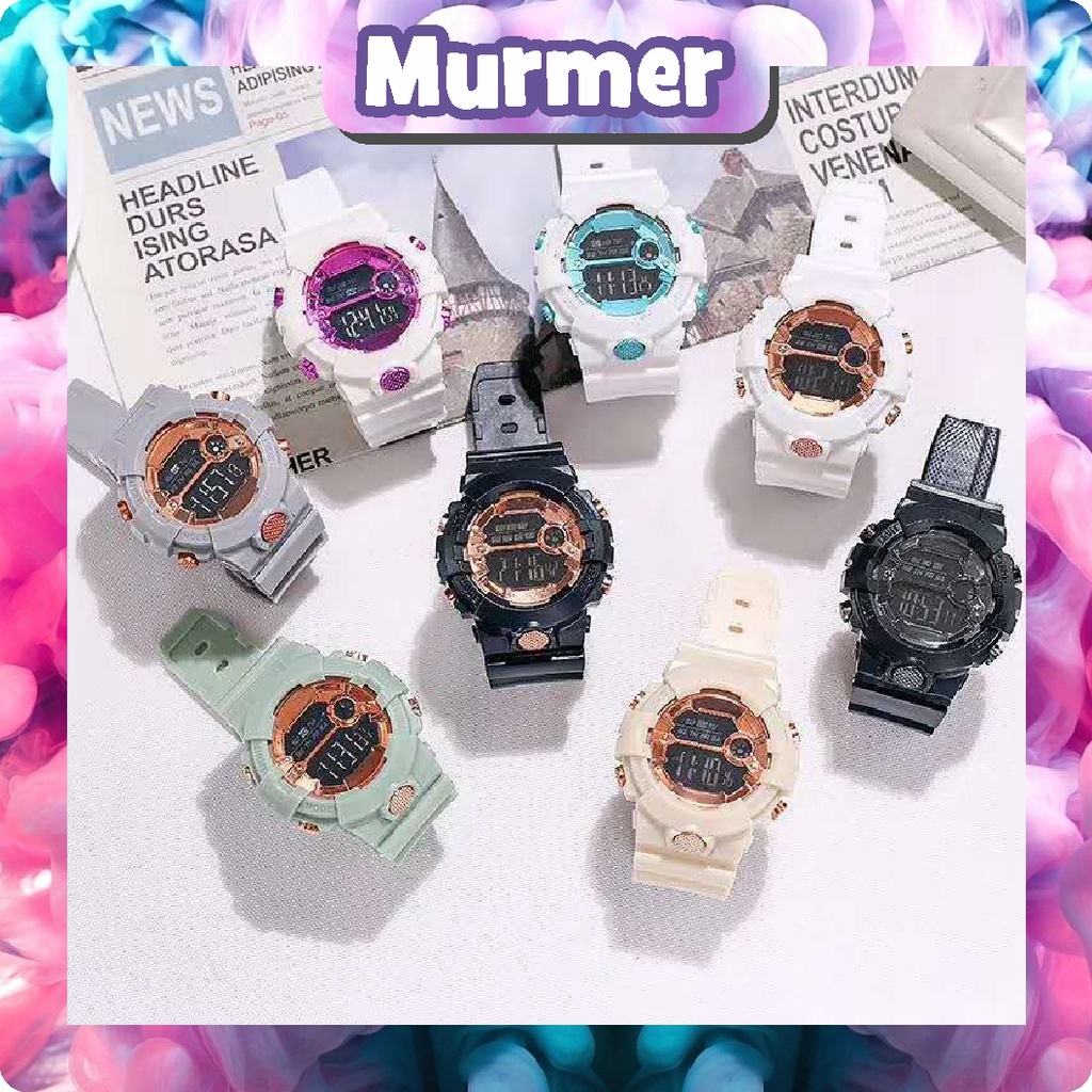 Murmerofficial Jam Tangan Sport Digital Dial Bulat Rubber Untuk Wanita Dan Pria Fashion Gaya Korea Import JT035