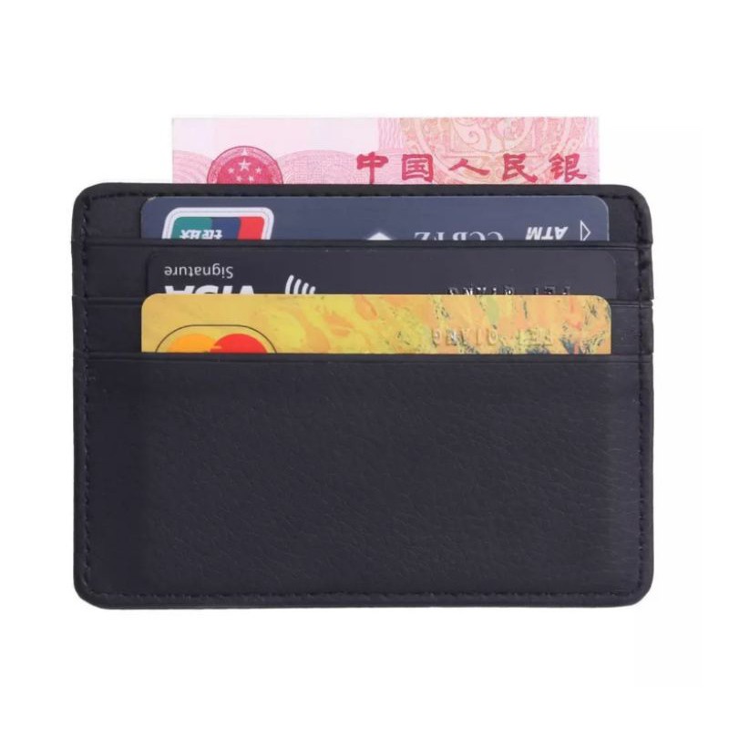 domba kulit dompet kartu kredit atm KTP nama case koin credit card slim tipis pria wanita