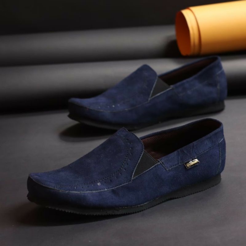 bungkusuku jester - Sepatu Kasual Pria Slip On Casual Kulit Suede Slop Santai Kerja Formal Modern Trendi