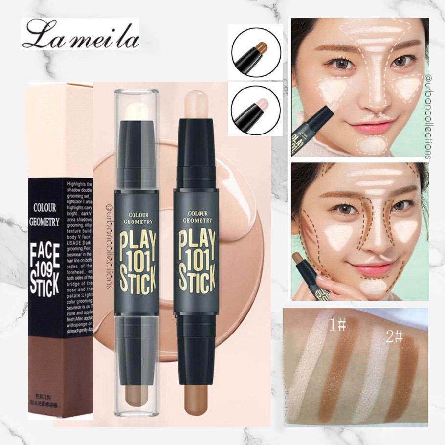 [READY-JKT] [LAGI PROMO] Lameila Face stick Dan Highlighter - Lameila FaceStick 2in1 - Lameila Krim Concealer Facestick 2 Warna - MakeUp Concealer Liquide - Meniruskan Wajah Saat Di Make Up - Tersedia 2 Varian Warna