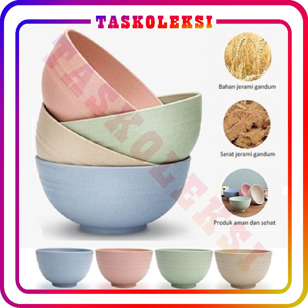 ☛TK☚ R654 Mangkok Wheat Straw Bowl | Mangkuk Plastik Microwave Warna Warni | Gandum kokoh | BPA Free