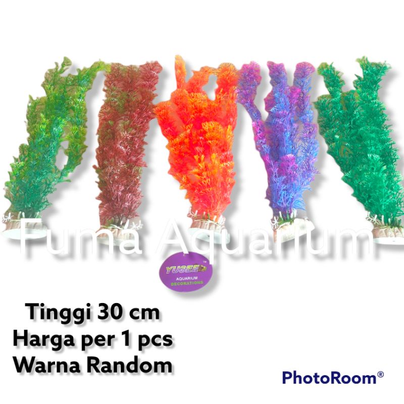 Tanaman Bunga Plastik Import Dekorasi Aquarium Aquascape 30cm harga per 1 pcs Random