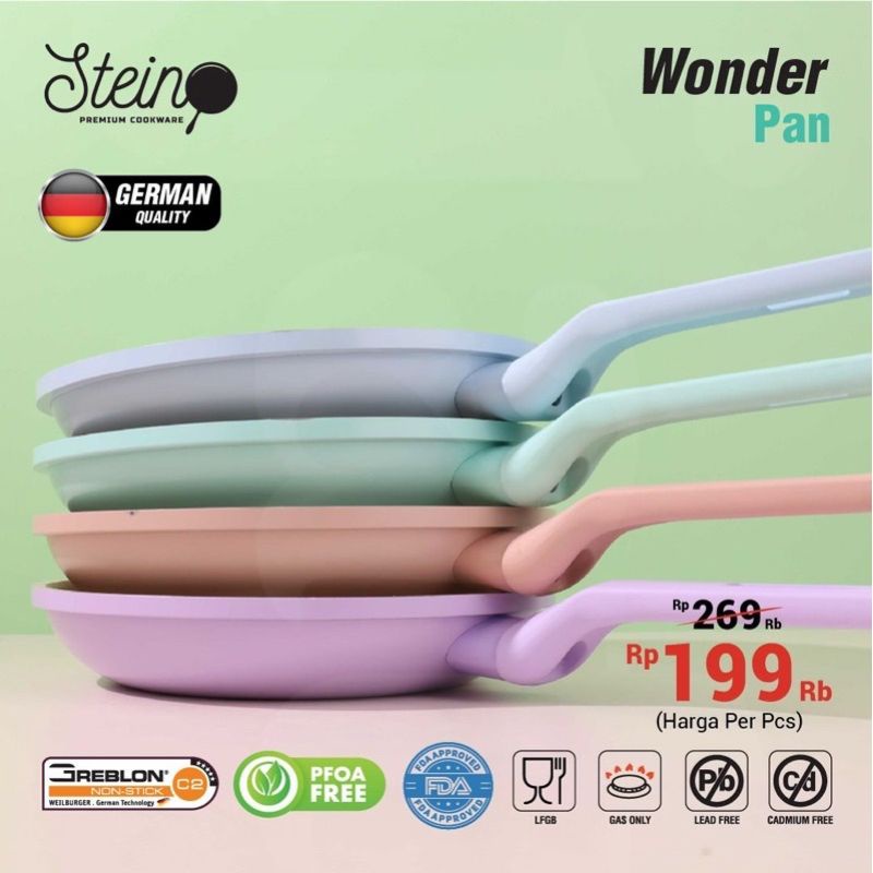 WONDERPAN FRY PAN 20 CM STEINCOOKWARE STEIN ORIGINAL PENGGORENGAN WAJAN GRANITE ANTI LENGKET ANTI GORES WONDER PAN SEHAT AMAN TIDAK KELUPAS