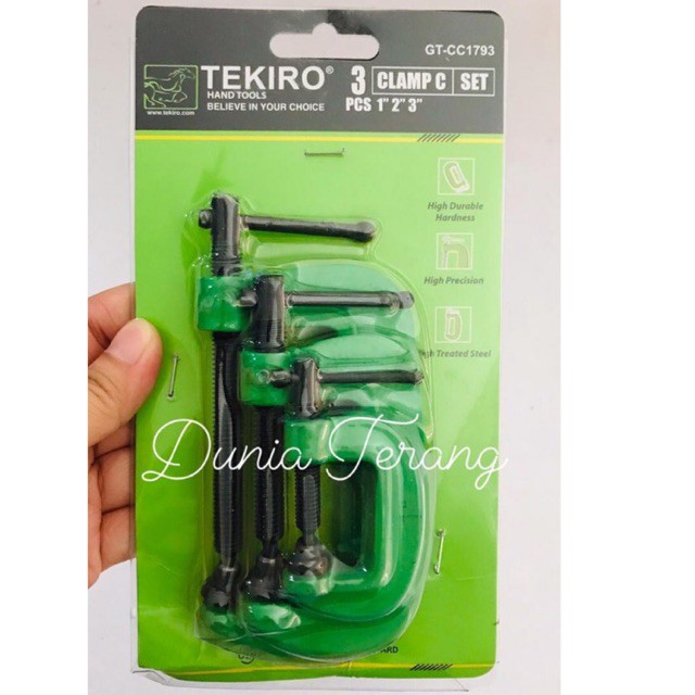 Catok C Mini 3Pcs TEKIRO 1&quot; 2&quot; 3&quot; - Clamp C Set 3 Pcs GT-CC1793 - Klem C Penjepit Kayu Model G