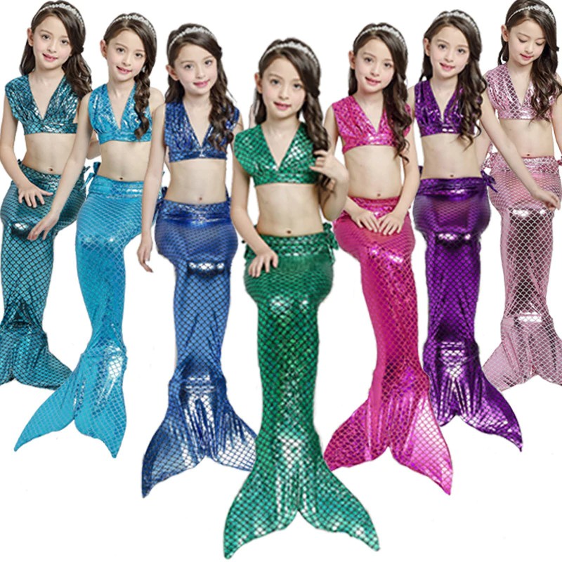 INDORETAIL | Fashion Bayi & Anak | Kostum Anak 3 Buah Gadis Mermaid Ekor untuk Kostum Renang Anak